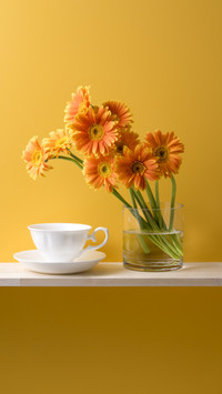 Warm Daisy against Yellow, A Simple Yet Elegant Scene