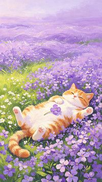 万花丛中一只猫