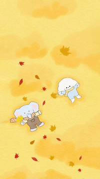 黄色系卡通图案壁纸-锐景创意