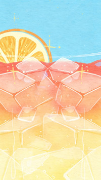 水彩晕开一杯清凉