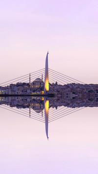 The abstract panorama Golden Horn Metro Bridge
