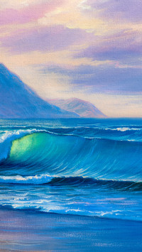 Oil painting of the ocean