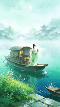 古风绿色壁纸-锐景创意