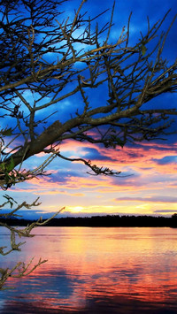 The lakes glow at sunset