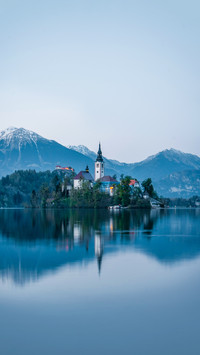 Reflections at the Lake Bled in Slovenia
