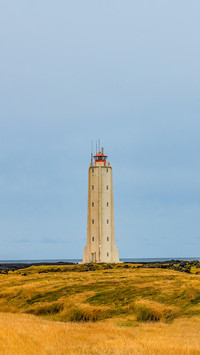Lonely Autumn View of Beautiful Malariff White Lighthouse