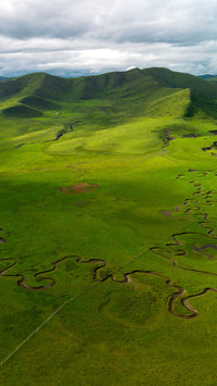 Aerial view of the ganzi grassland in gannan