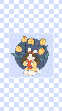 可爱兔子贴纸壁纸-锐景创意
