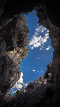A closeup shot of the stone forest