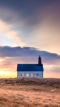 Strandakirkja with polar Stratosphere clouds - Iceland