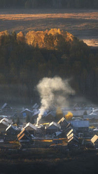 Village in Sunset