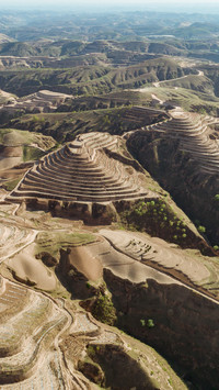The terraced fields of loess are layered and picturesque