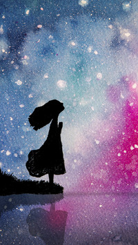Girl Looking at Galaxy