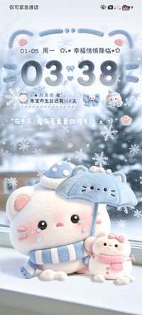 冬日雪景 毛绒小猫