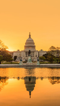 The United States Capitol building in Washington DC, sunrise
