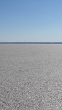 The pink reflection of the salt lake in turkey