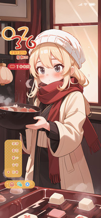 女孩冬日火锅