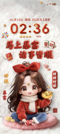 女孩新年发财被爱