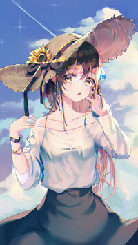 花海中的草帽女孩