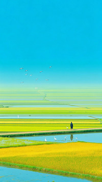 清新风景插画壁纸-锐景创意