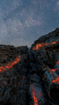 A scorching lava flow from a volcano