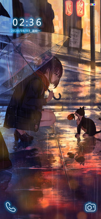 夜晚霓虹她和猫