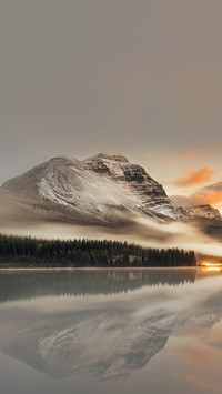 Mountain Lake and Traffic Light Trail