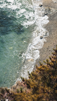The emerald waves of the morning beach