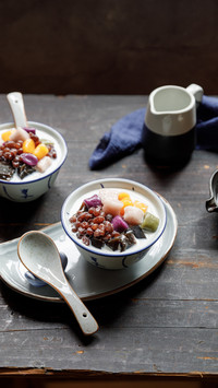 Have a bowl of qshaped taro balls