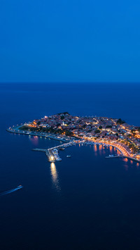 View of drone to the sea town Nessebar on Black Sea