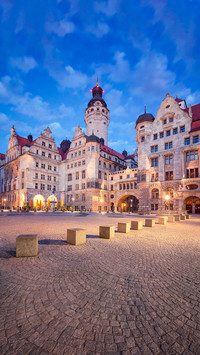 Germany with New Town Hall at twilight blue hour