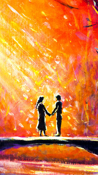 Lovers on bridge