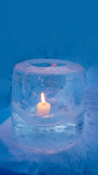 candle light inside the ice