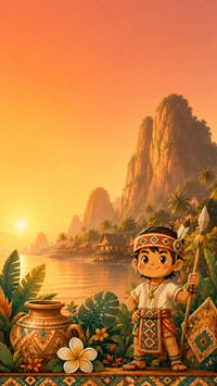 Tribal Girl at Golden Sunset