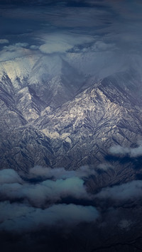 The summit of the snow-capped mountain