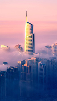 迪拜高楼现梦幻雾海 