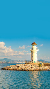 Beautiful wide format seascape of harbor