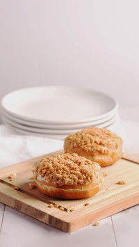 Light and airy donut with soft blurry background