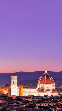 Santa Maria del Fiore view from afar at sunset, Italy