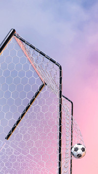 Soccer Ball in the Net under lighting