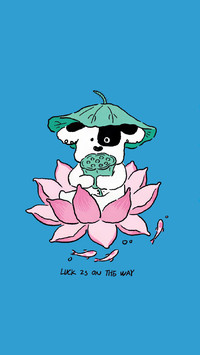 夏日荷趣小狗