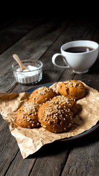 A breakfast plate of baked walnut muffins