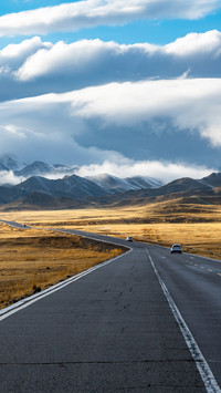 The road around sayram lake