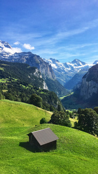 Famous Village Lauterbrunnen in Swiss Alps