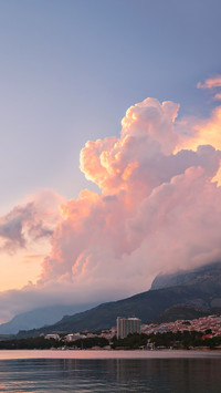 Dramatic sunset clouds over Makarska riviera, Croatia
