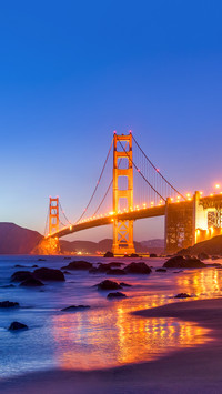 San Francisco Golden Gate Bridge seen from Marshall Beach