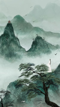 Man in A White Robe Stands on The Top of The Mountain