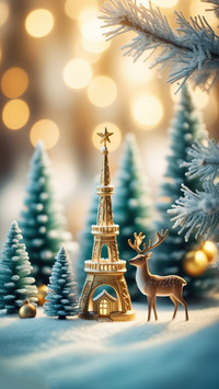 Christmas Magic at Eiffel Tower, Snowy Delights