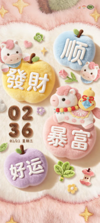 毛绒苹果小马 暴富