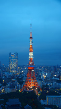 A famous landmark of tokyo tower at night